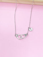Silver Handcuff Charm Necklace, N1483BD