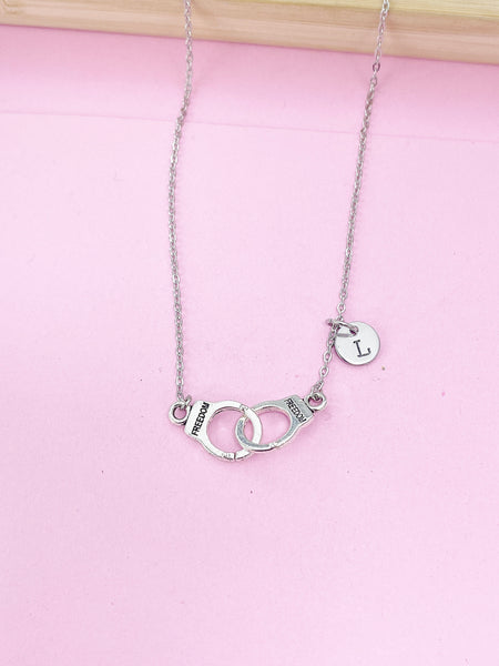 Silver Handcuff Charm Necklace, N1483BD