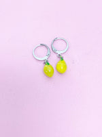 Silver Lemon Lime Yellow Green Earrings, N2973A
