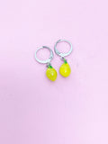 Silver Lemon Lime Yellow Green Earrings, N2973A