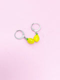 Silver Lemon Lime Yellow Green Earrings, N2973A