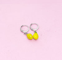 Silver Lemon Lime Yellow Green Earrings, N2973A
