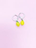 Silver Lemon Lime Yellow Green Earrings, N2973A