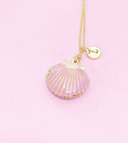 Gold Shell Locket Charm Necklace Mermaid Girl Gifts, Personalized Customized Gifts, N5277A