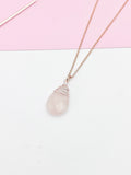 Rose Gold Rose Quartz Necklace, Natural Rose Quartz Gemstone Jewelry, N2757A