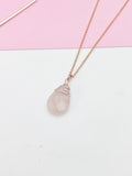 Rose Gold Rose Quartz Necklace, Natural Rose Quartz Gemstone Jewelry, N2757A