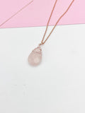 Rose Gold Rose Quartz Necklace, Natural Rose Quartz Gemstone Jewelry, N2757A