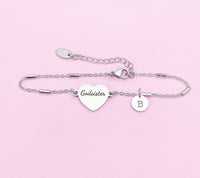 Silver Godsister Gifts, Gold Godsister Bracelet, Heart, Godsister Jewelry, Mother's Day Gift, Godsister Sister Gifts, D455A