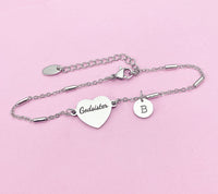 Silver Godsister Gifts, Gold Godsister Bracelet, Heart, Godsister Jewelry, Mother's Day Gift, Godsister Sister Gifts, D455A