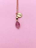 Rose Gold Tourmaline Necklace, Natural Gemstone Jewelry, N3786A