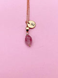 Rose Gold Tourmaline Necklace, Natural Gemstone Jewelry, N3786A