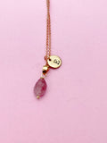 Rose Gold Tourmaline Necklace, Natural Gemstone Jewelry, N3786A
