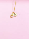 Gold Cherry Charm Necklace, Hot pink Cherry Necklace, Foodie Gift, Dainty Necklace, Personalized, N2652A
