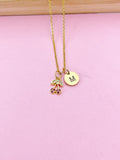 Gold Cherry Charm Necklace, Hot pink Cherry Necklace, Foodie Gift, Dainty Necklace, Personalized, N2652A