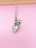 Silver Anatomical Heart Charm Necklace Doctor Nurse Medical School Student Gift Idea Personalized Customized Jewelry, AN4935