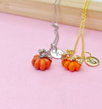 Gold or Silver Orange Pumpkin Necklace Fall Gifts, N1790C