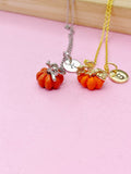 Gold or Silver Orange Pumpkin Necklace Fall Gifts, N1790C