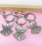 Guardian Angel Keychain, Initial Charm, Memorial Gift