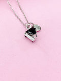 Piano Charm Necklace, Personalized Initial, Music Gift