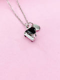Piano Charm Necklace, Personalized Initial, Music Gift