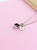 Piano Charm Necklace, Personalized Initial, Music Gift