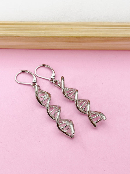 Silver DNA Charm Earrings, Hypoallergenic, Best Seller Christmas Gifts for Sister, N3590A