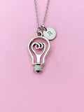 Silver Light Bulb Charm Necklace, N1750A
