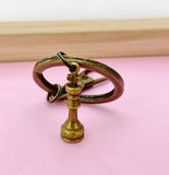 Antique Bronze Chess Piece Keychain, Personalized Initial Charm