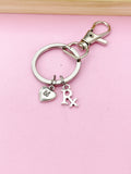 Silver RX Keychain, Personalized Initial Gift, N2239T
