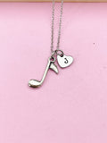 Silver Clef Necklace Quarter Note Charm Musical Jewelry Birthday Gifts, N35A