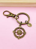 Bronze Compass Charm Keychain, Graduation Gift, Travel Gift, N1123B