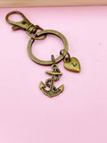 Bronze Anchor Charm Keychain,