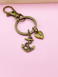 Bronze Anchor Charm Keychain,