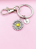 Silver Daisy Charm Keychain, Sunflower Keychain, N1343