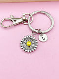 Silver Daisy Charm Keychain, Sunflower Keychain, N1343