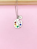 Silver Artist Palette Paintbrush Charm Necklace, Artist Gift Ideas, N1714A