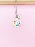 Silver Artist Palette Paintbrush Charm Necklace, Artist Gift Ideas, N1714A
