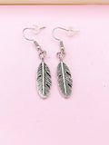 Silver Feather Charm Earrings, N1289