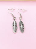 Silver Feather Charm Earrings, N1289