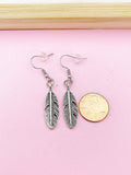 Silver Feather Charm Earrings, N1289