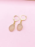 Gold Druzy Resin Pendant Earrings,