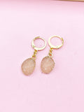 Gold Druzy Pendant Earrings, Electroplate Druzy Resin Pendants, Dark Salmon Druzy Jewelry, Granddaughter Gift, N2785