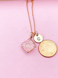 Rose Gold Press Flower Pink Necklace Personalized Customized Jewelry Gifts, N2983