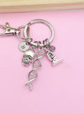 Silver DNA Skull Microscope Charm Keychain, DNA, Forensic Science Specialist, Scientist Gift, Doctor Gift, Researcher Gift, N4669