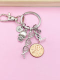 Silver DNA Skull Microscope Charm Keychain, DNA, Forensic Science Specialist, Scientist Gift, Doctor Gift, Researcher Gift, N4669