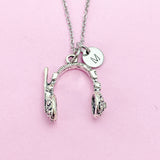 Silver or Bronze Headphone Charm Necklace, N985