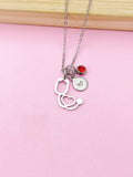 Silver Stethoscope Charm Necklace, Doctor Nurse Medical School Student Gifts, N5627A