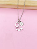 Silver Stethoscope Charm Necklace, Stainless Steel, Doctor Nurse Medical School Student Gifts, N5627B