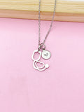 Silver Stethoscope Charm Necklace, Stainless Steel, Doctor Nurse Medical School Student Gifts, N5627B