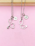 Silver Stethoscope Charm Necklace, Doctor Nurse Medical School Student Gifts, N5627C